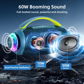 ZEALOT 80W speaker side view compact rugged design for on-the-go adventures