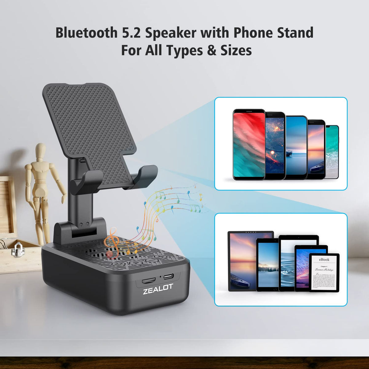 ZEALOT adjustable-angle phone holder for comfortable viewing