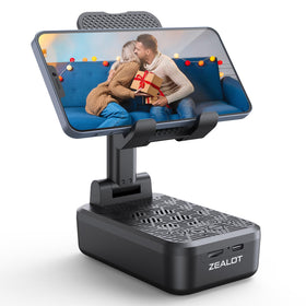 ZEALOT cell phone stand with Bluetooth speaker for hands-free listening