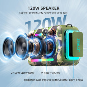 ZEALOT dual 50W subwoofers and tweeters for clear mid-highs