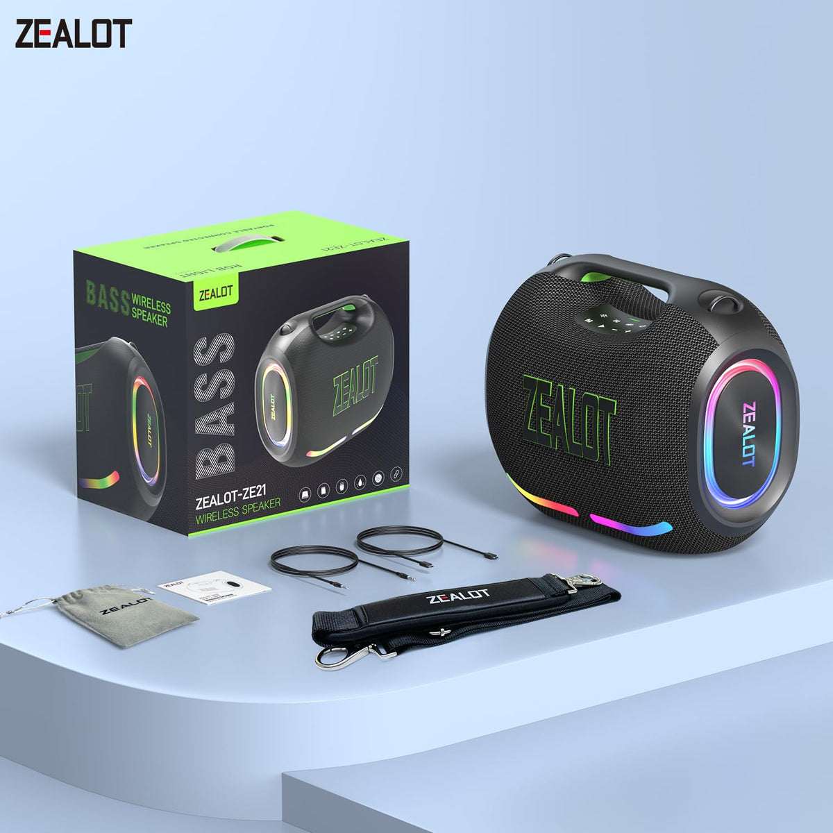 ZEALOT loud speaker 300W max badge highlights power for parties