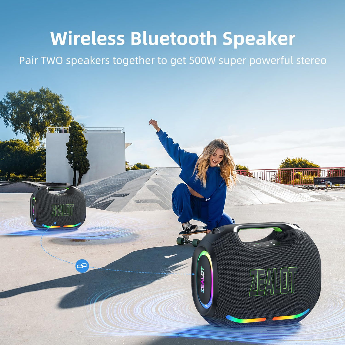 ZEALOT outdoor camping scene with speaker in use