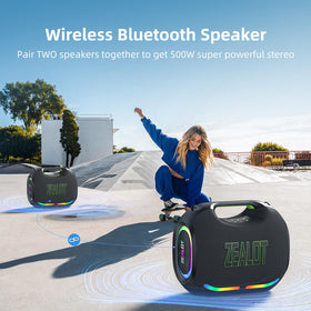 ZEALOT outdoor camping scene with speaker in use