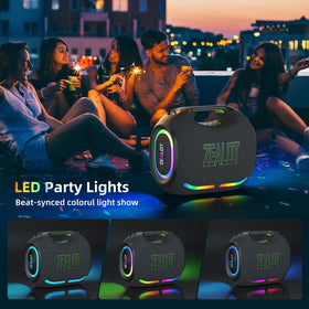 ZEALOT loud speaker rear ports and rugged grip ideal for travel