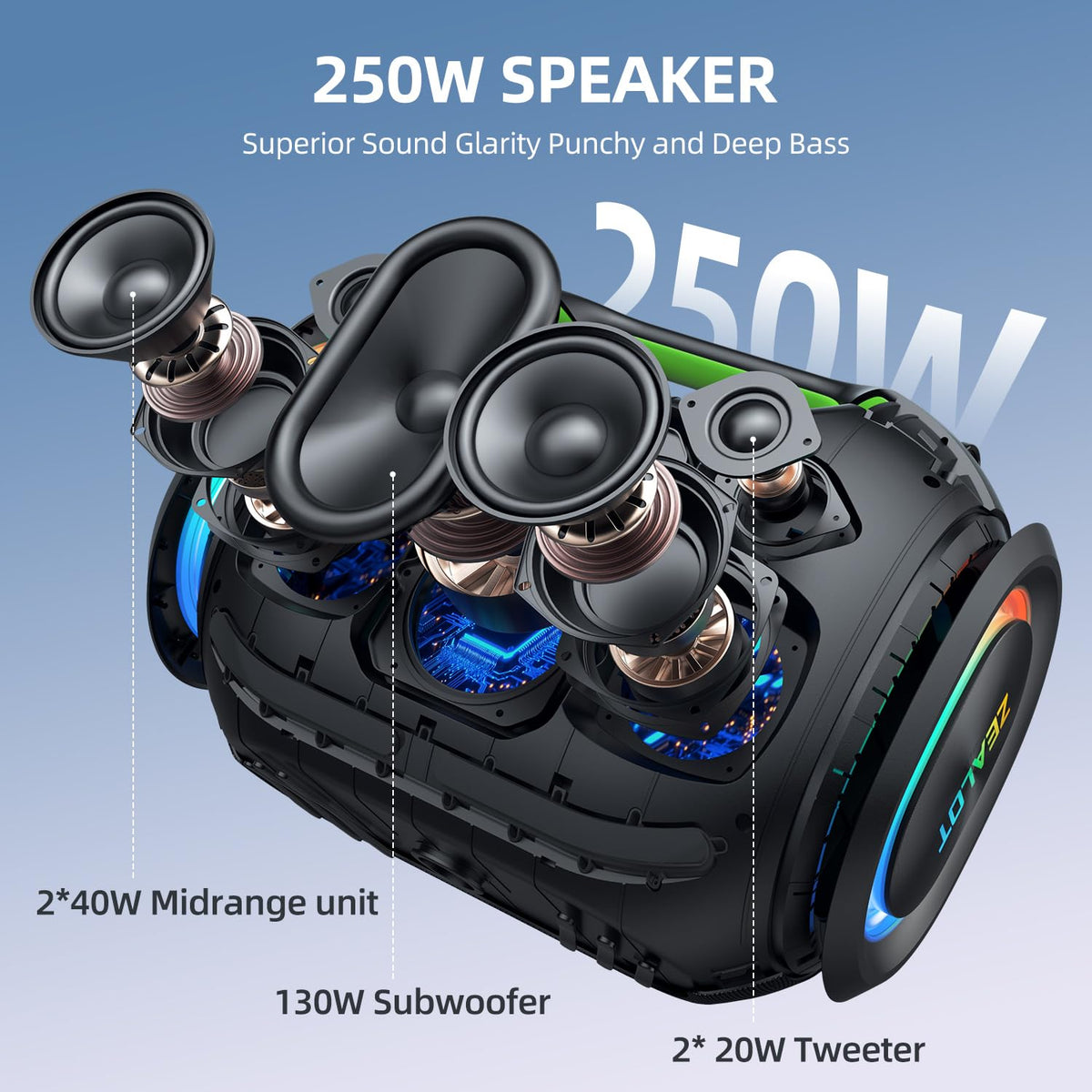 ZEALOT loud speaker waterproof side profile ready for any weather