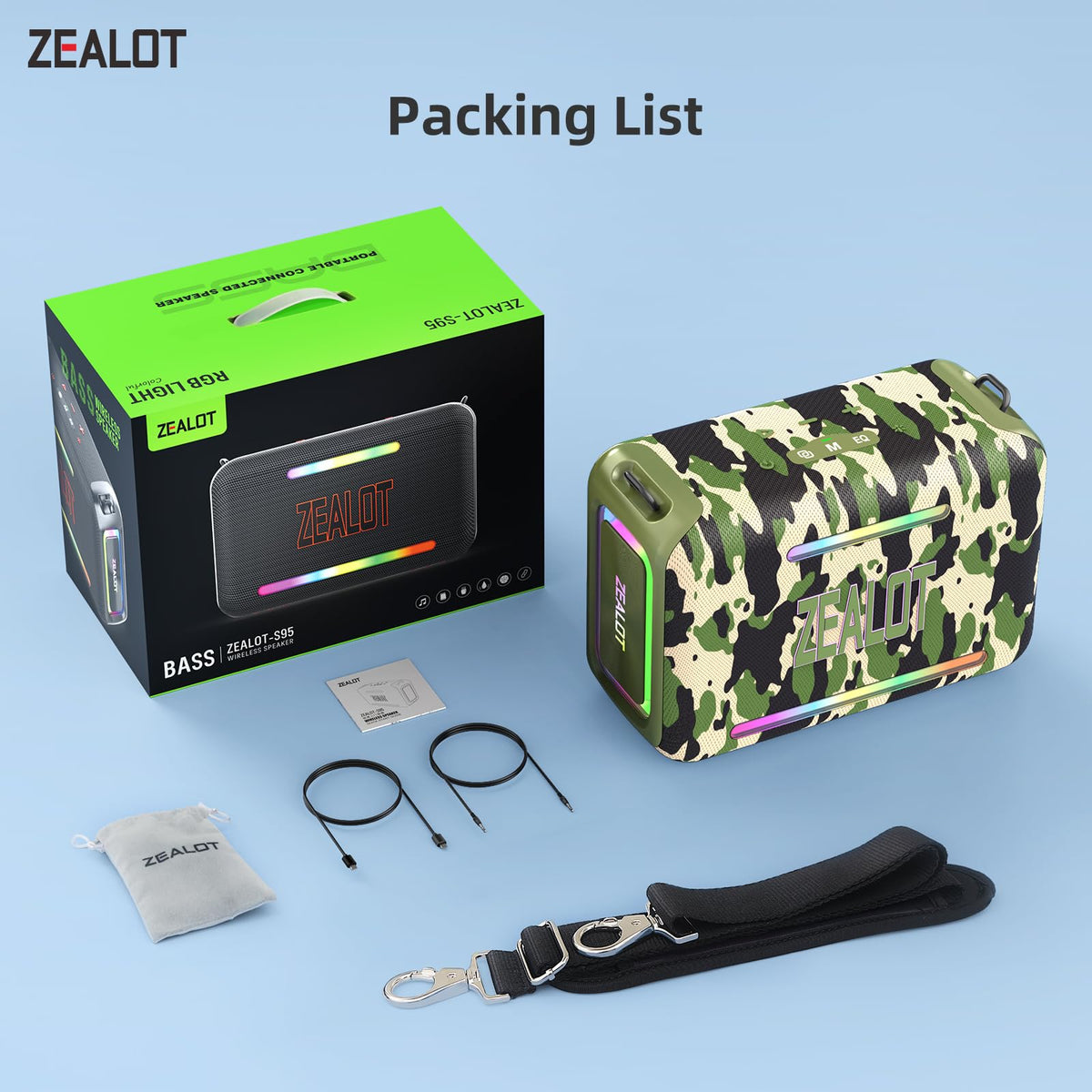 ZEALOT outdoor-ready portable speaker for camping and beaches