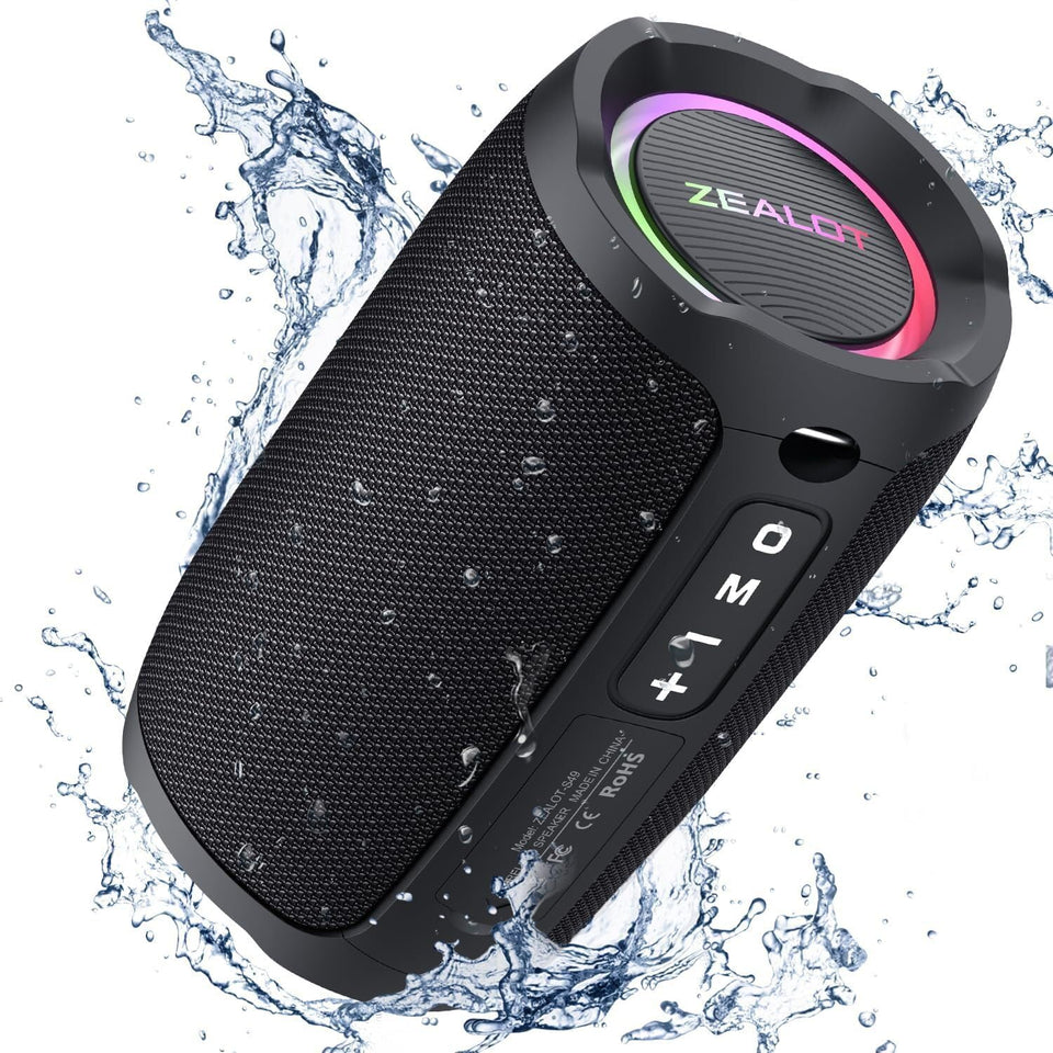 ZEALOT S49 portable speaker front view with RGB lighting