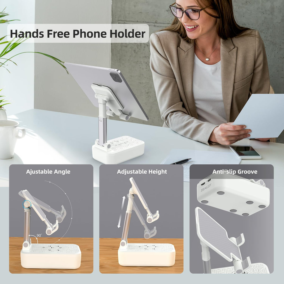 ZEALOT anti-slip base keeps devices stable during use.