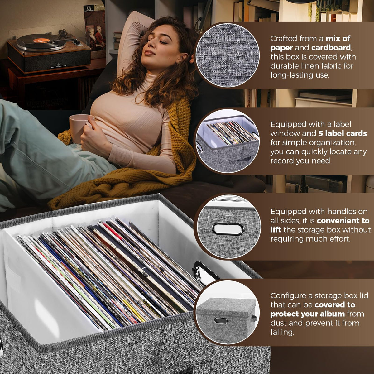 ZEDKEHO adjustable dividers keeping records upright and secure