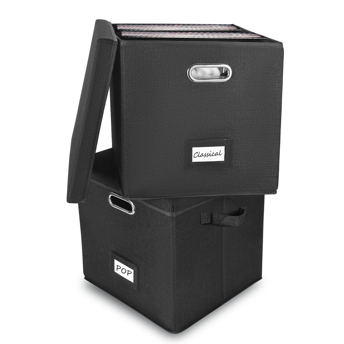 ZEDKEHO front view of two boxes showing decorative storage and stackability