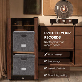 ZEDKEHO removed lid showing quick access to vinyl collection