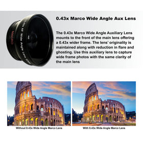 58mm wide-angle and telephoto lenses expand creative framing options.