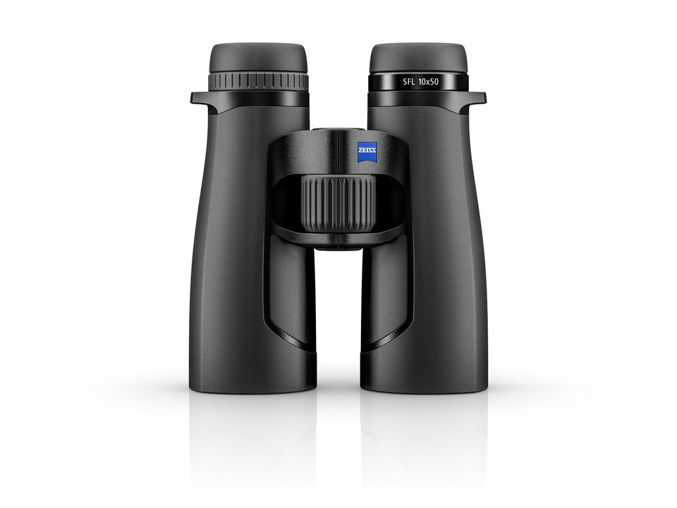 ZEISS SFL 50s binocular closeup highlights ergonomic design for comfortable long sessions.