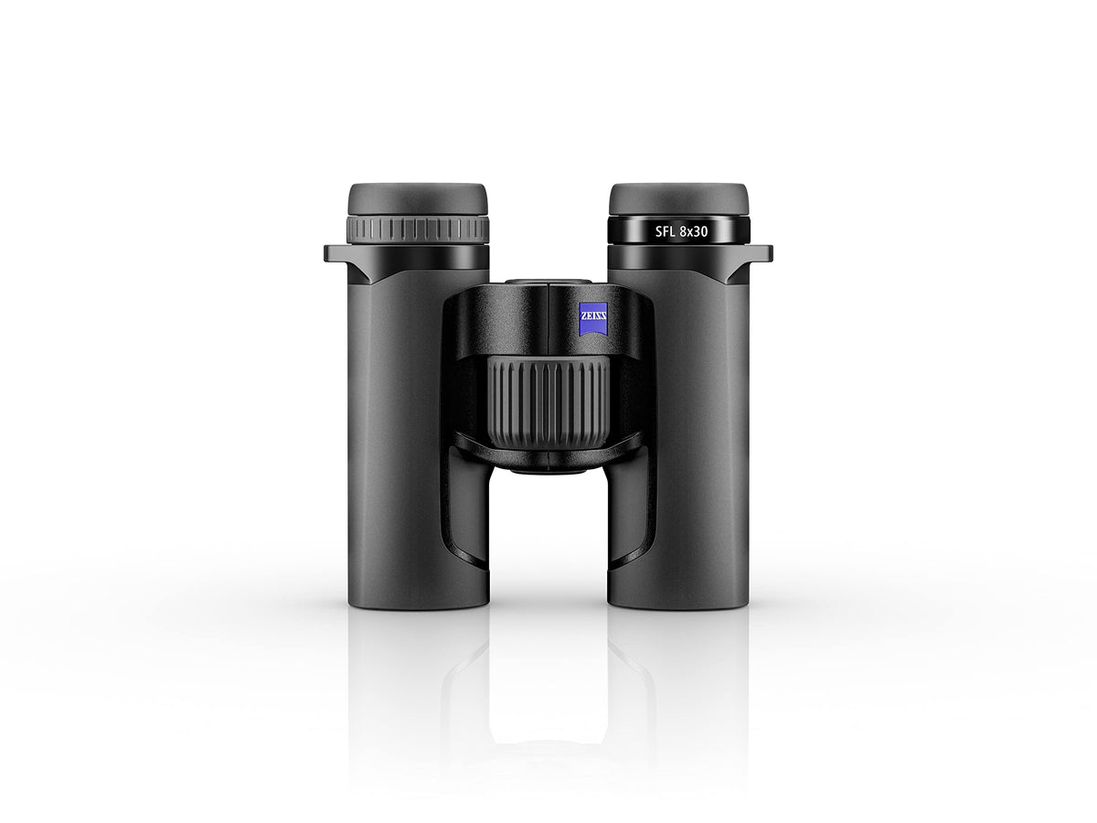 ZEISS SFL 8x30 binoculars front view showing compact design for field use.