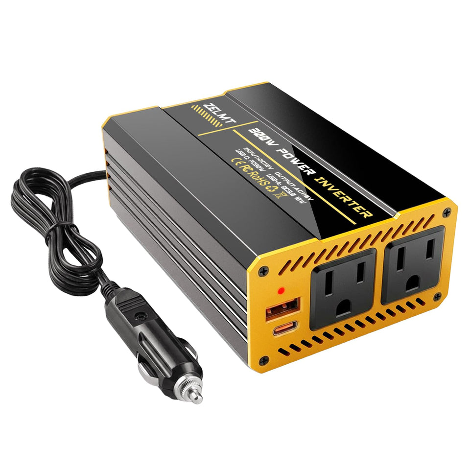 ZELMT 300W inverter in compact design powers on-the-go devices.