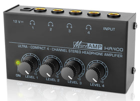 Zendstanding HA400 front panel with four independent volume controls for headphones