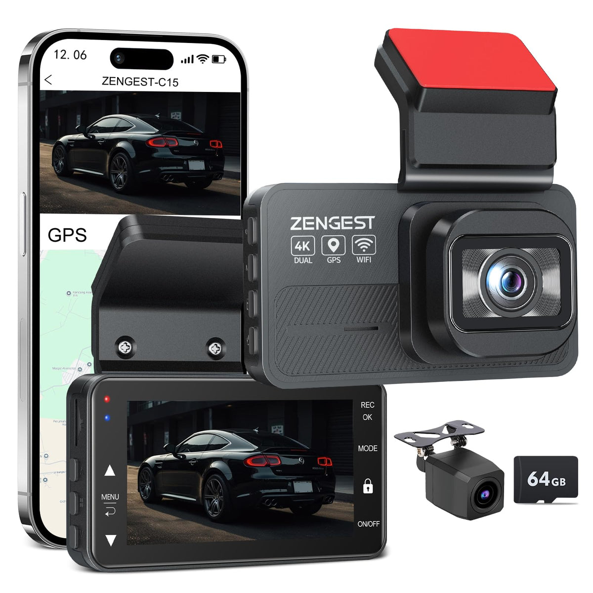 Zengest dash cam front 4K captures sharp road details for clear evidence