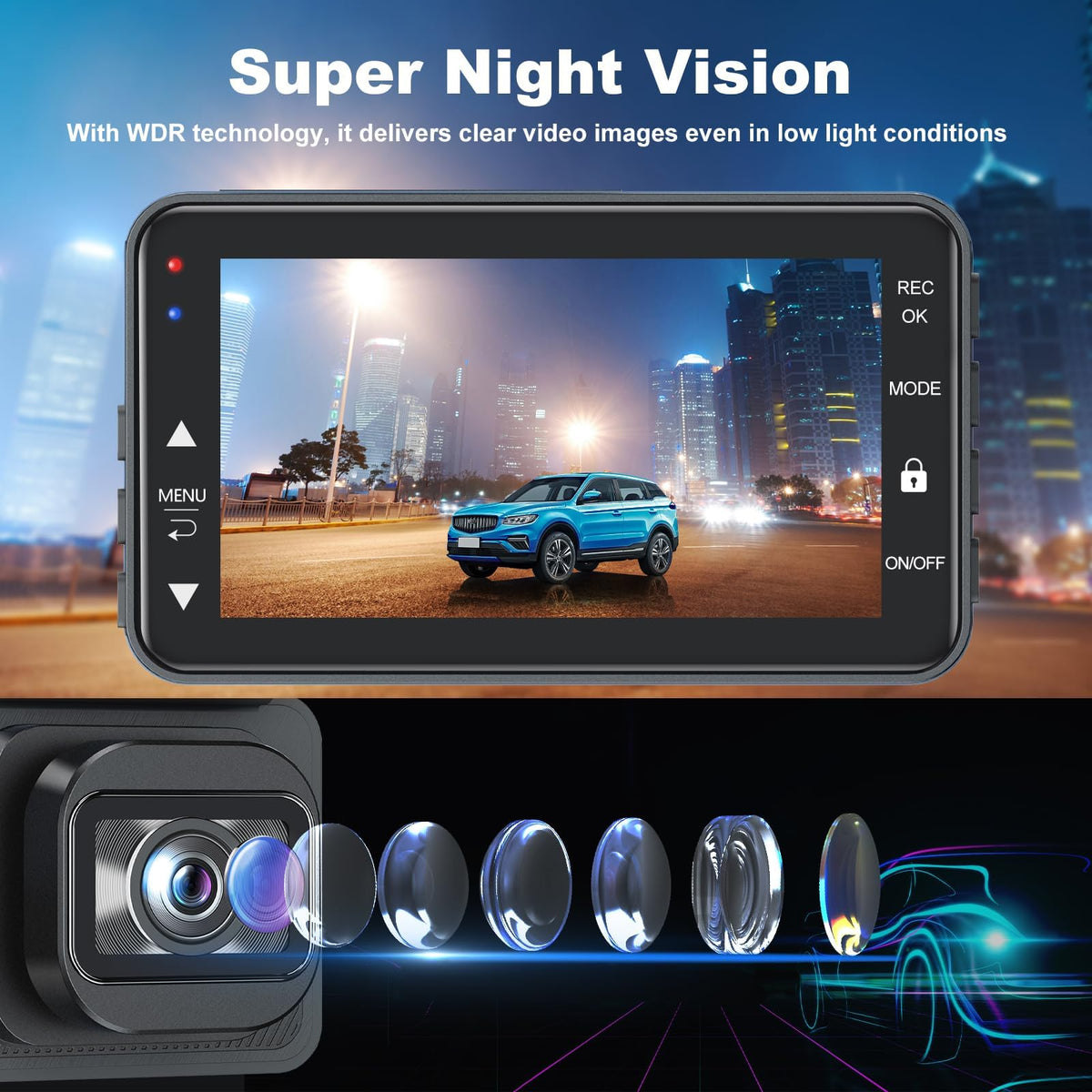 Zengest dash cam rear 150-degree angle covers the tail area
