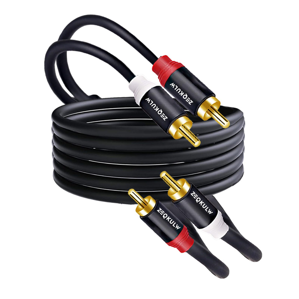 ZEQKULW 2RCA cable 20ft black with shielded design for clear stereo audio.