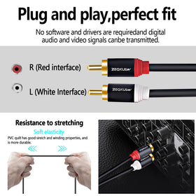 ZEQKULW red and white markers aid quick left-right channel hookups.