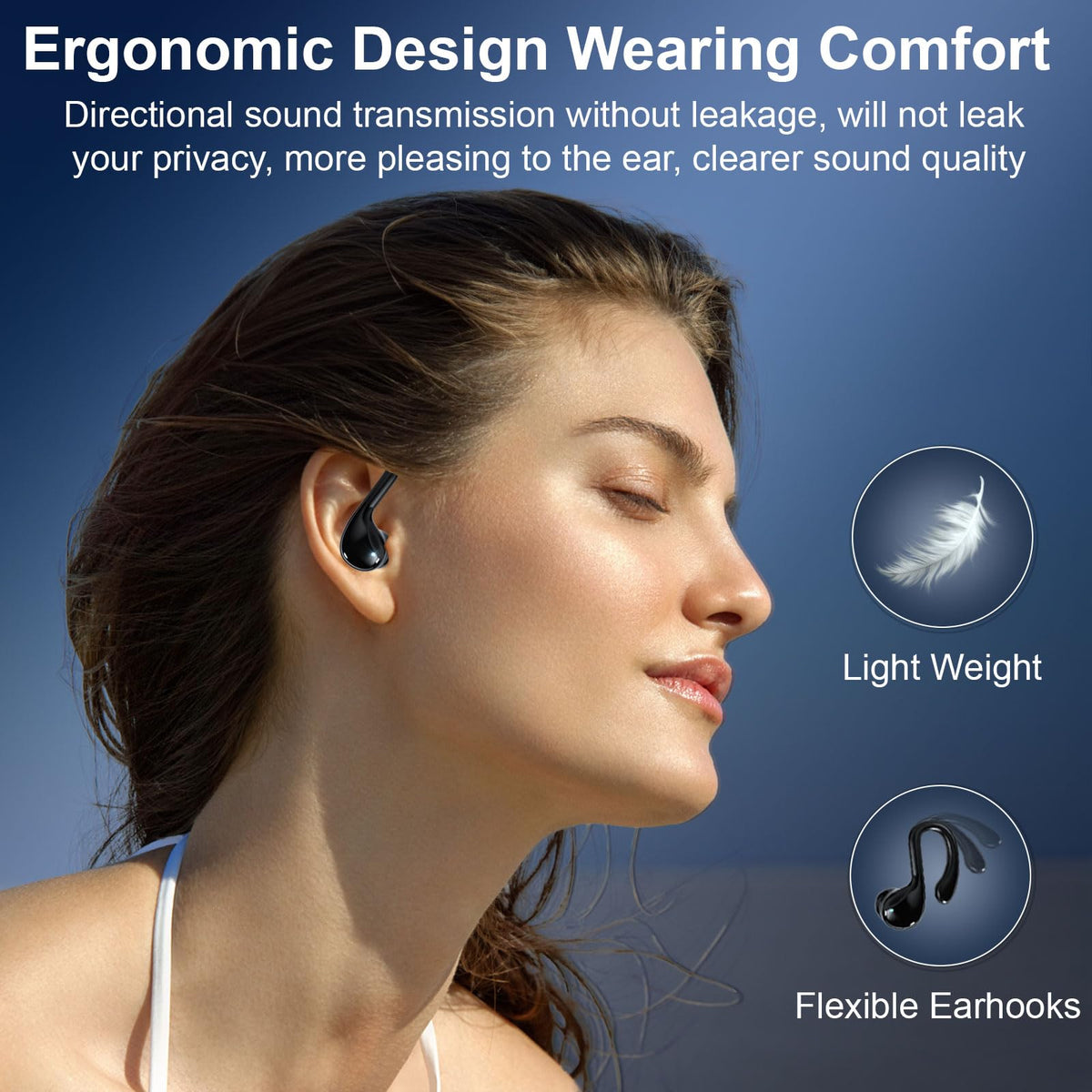 ZER-LON sport design with earhooks for stable performance during activity.