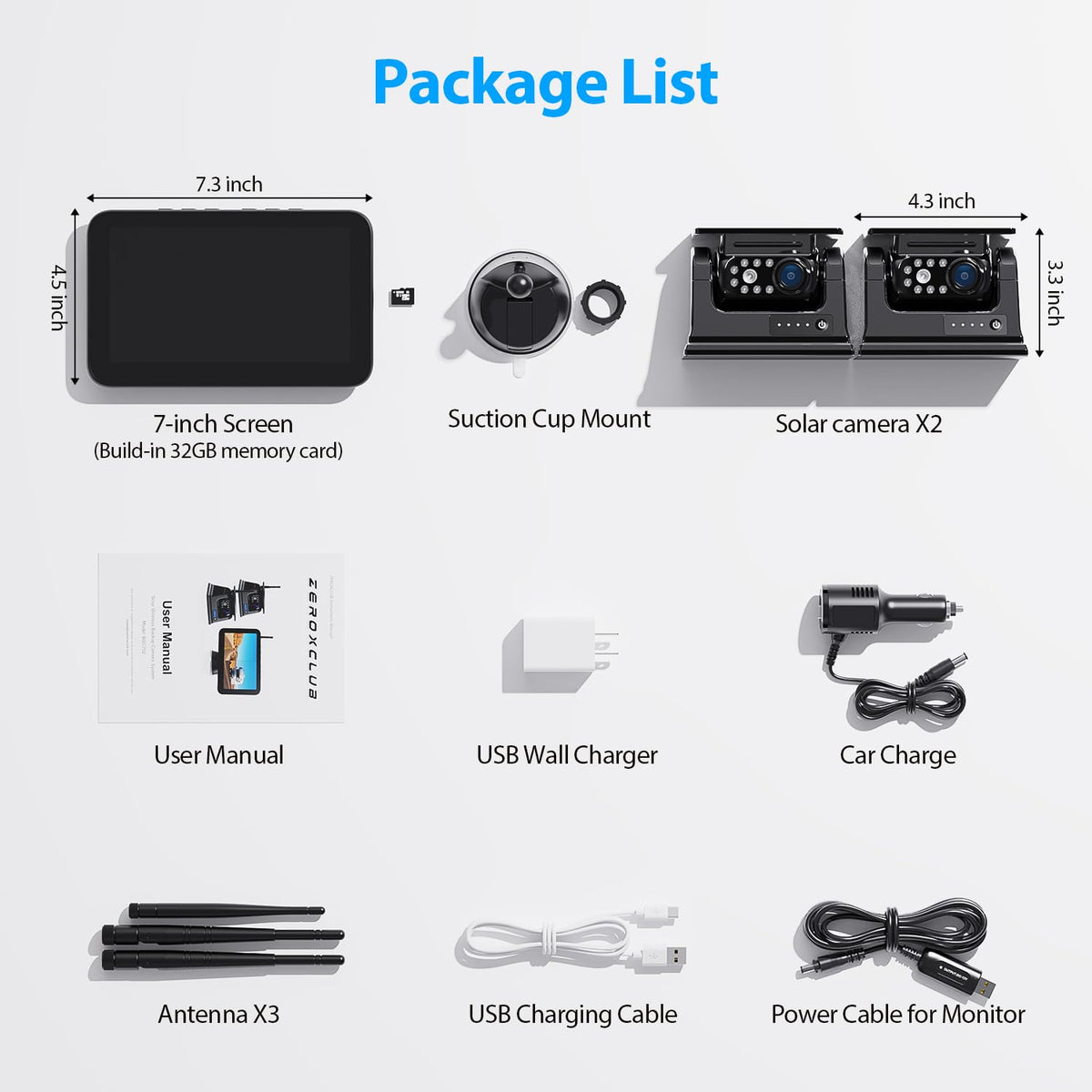 ZEROXCLUB BD702 supports multiple cameras for dual or quad screen viewing.
