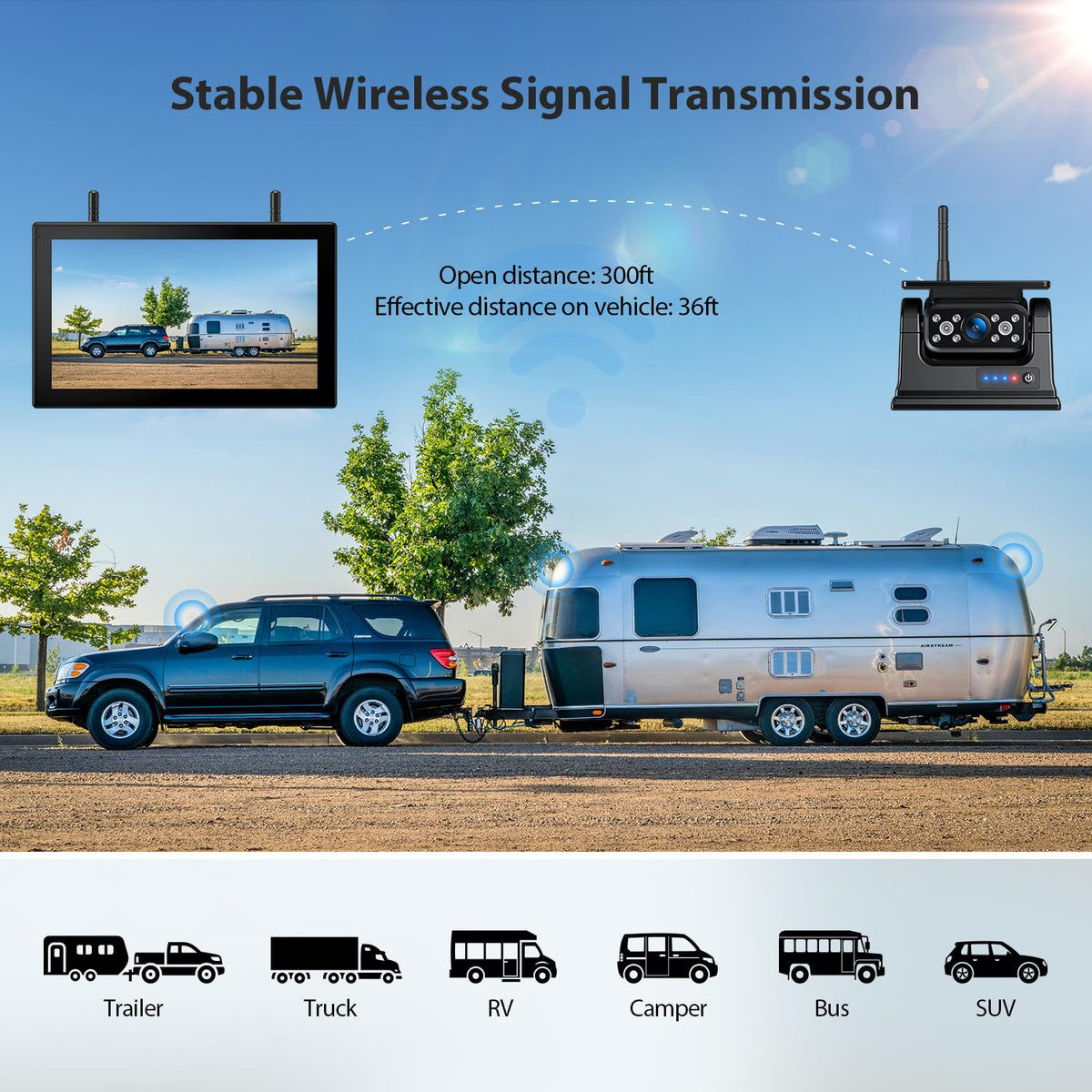 ZEROXCLUB wide rear view suitable for RV and trucking setups.
