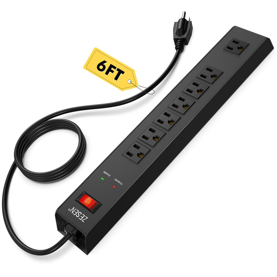 ZESEN 7-outlet power strip front view for organized workshop use
