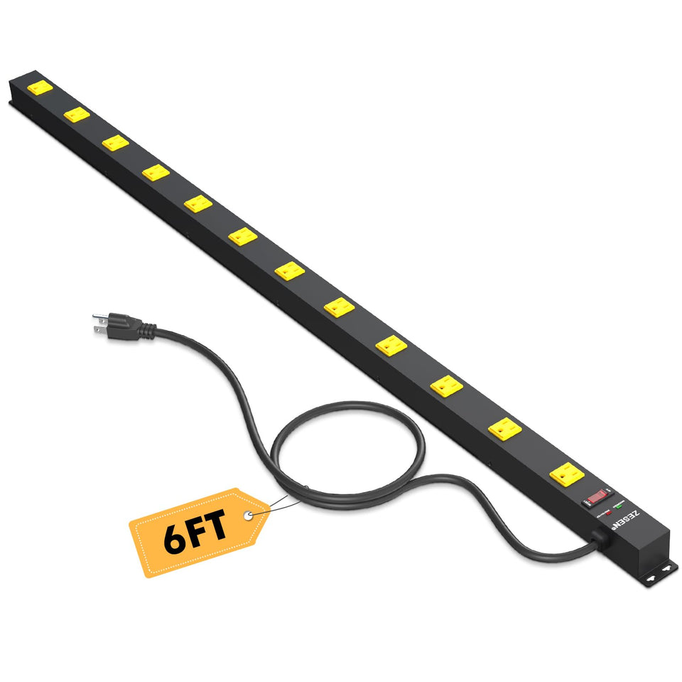 ZESEN front view showing twelve outlets and sturdy layout for organized power