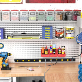 ZESEN on a workbench powering tools showing organized power distribution benefit