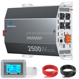ZETAWALE 2500W inverter front view with four outlets for versatile off-grid power.