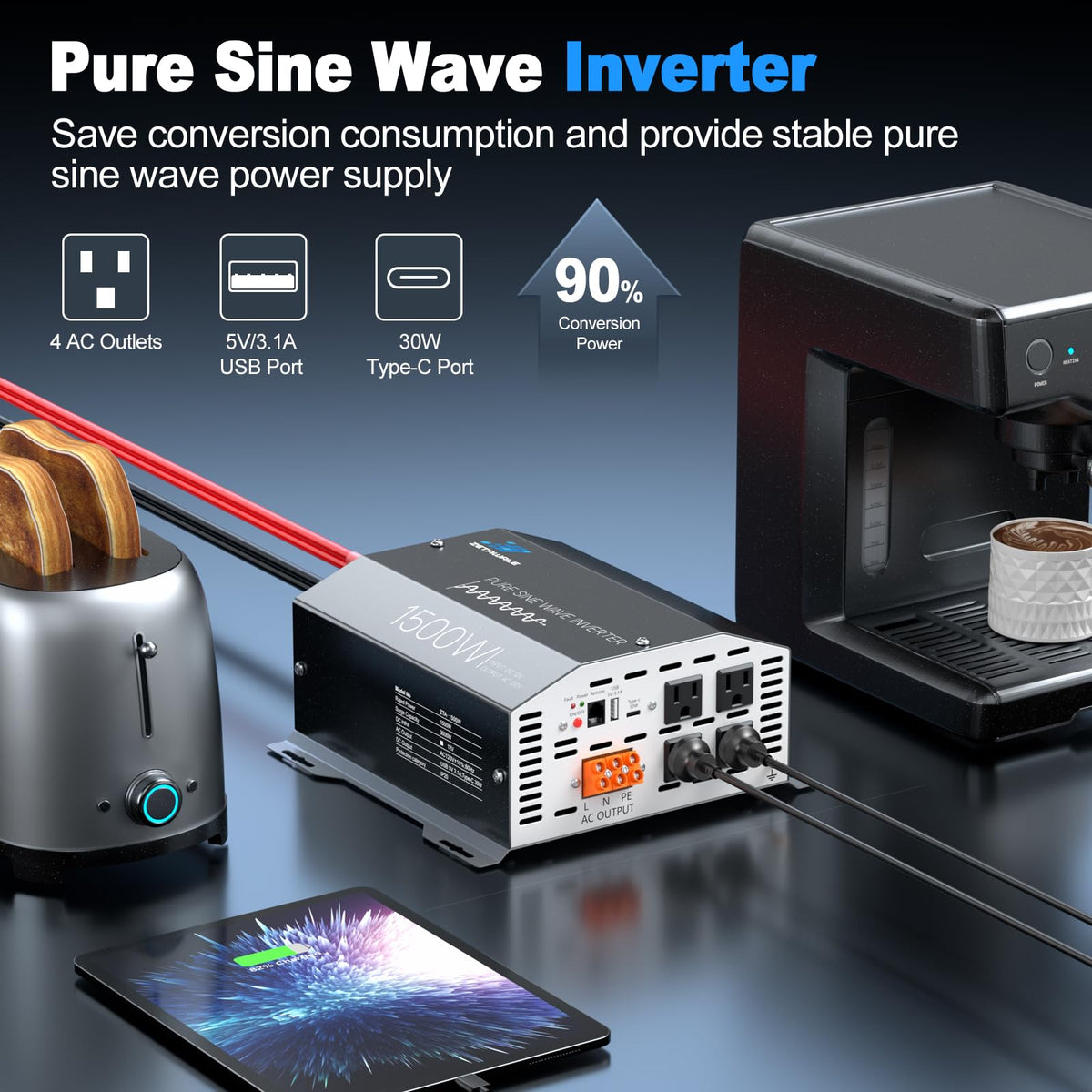 ZETAWALE four outlets panel ready to power multiple devices