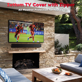 Zettum TV cover for wall-mount setups remains compatible with most mounts.