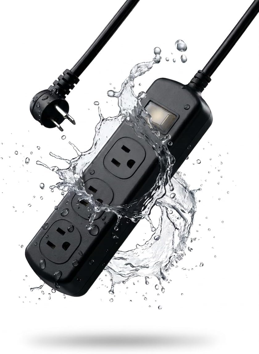 zewhab outdoor power strip ipx6 waterproof for weatherproof patio use.