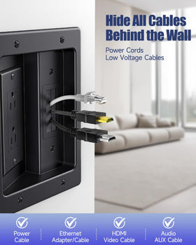 ZEXMTE installed behind wall-mounted TV for clean appearance benefit
