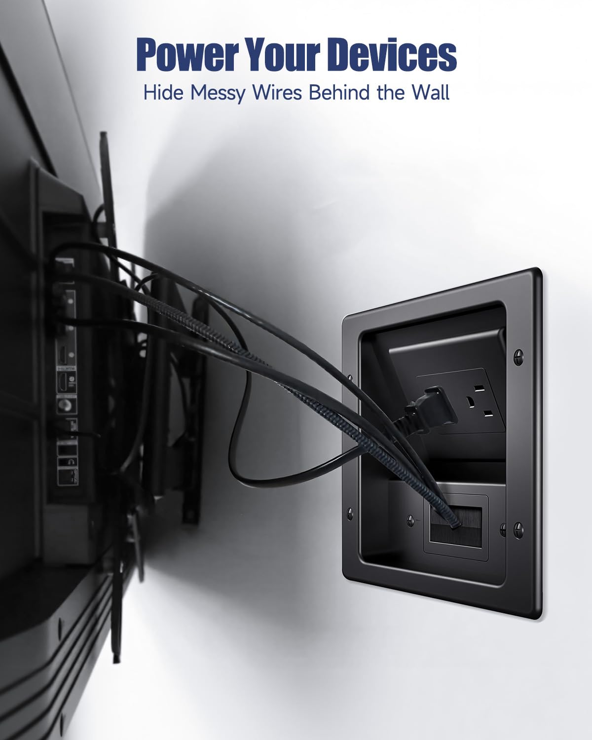ZEXMTE recessed cavity showing space for plugs and adapters benefit