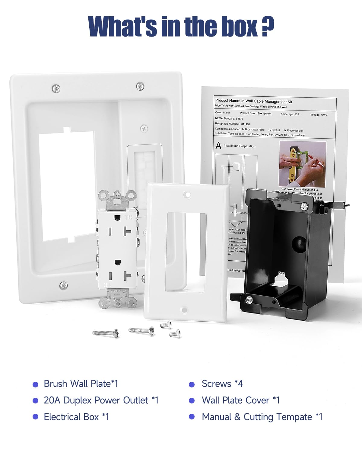 ZEXMTE recessed outlet with HDMI and power cables routed neatly inside wall