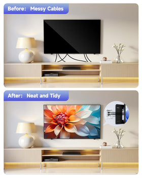 ZEXMTE installed behind a wall-mounted TV for a clean, cable-free look