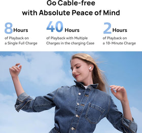 ZEYARUIBO Air4 size comparison with coin to show compact lightweight 3.5g earbud benefit