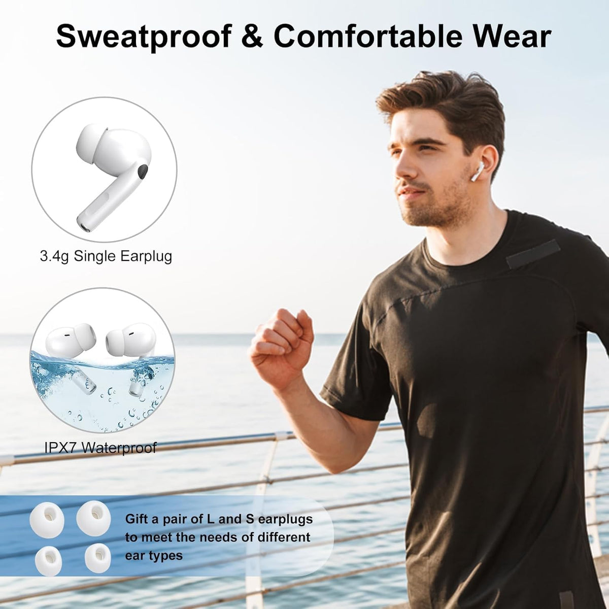 ZEYARUIBO IPX7 waterproof design protects against sweat and rain.