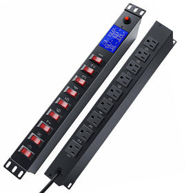 Zhangong 9-outlet PDU front view with individual switches for precise power control.