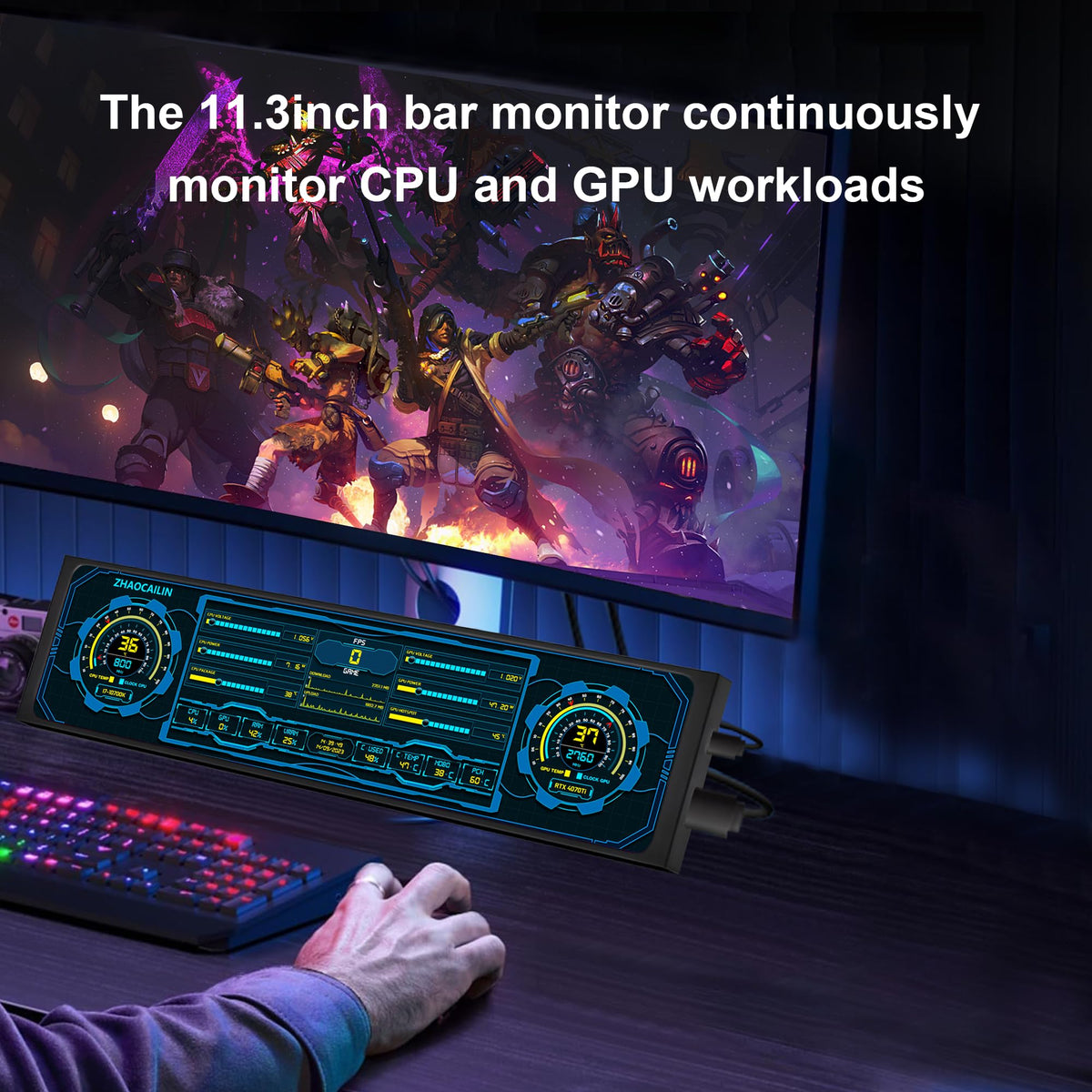 ZHAOCAILIN secondary monitor ports close-up for easy USB-C power and HDMI input