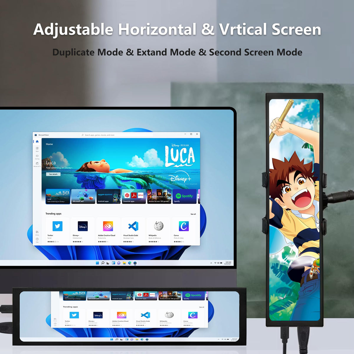 ZHAOCAILIN monitor connected via USB-C power offers portable convenience