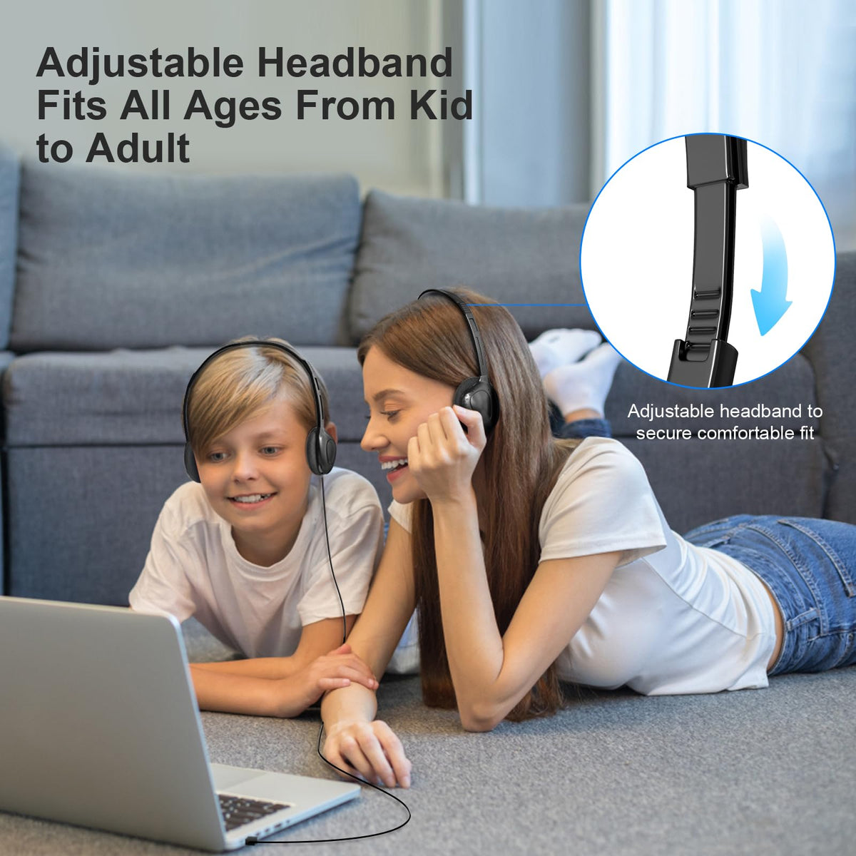 ZHENWAY adjustable headband headphones ensuring comfortable classroom wear