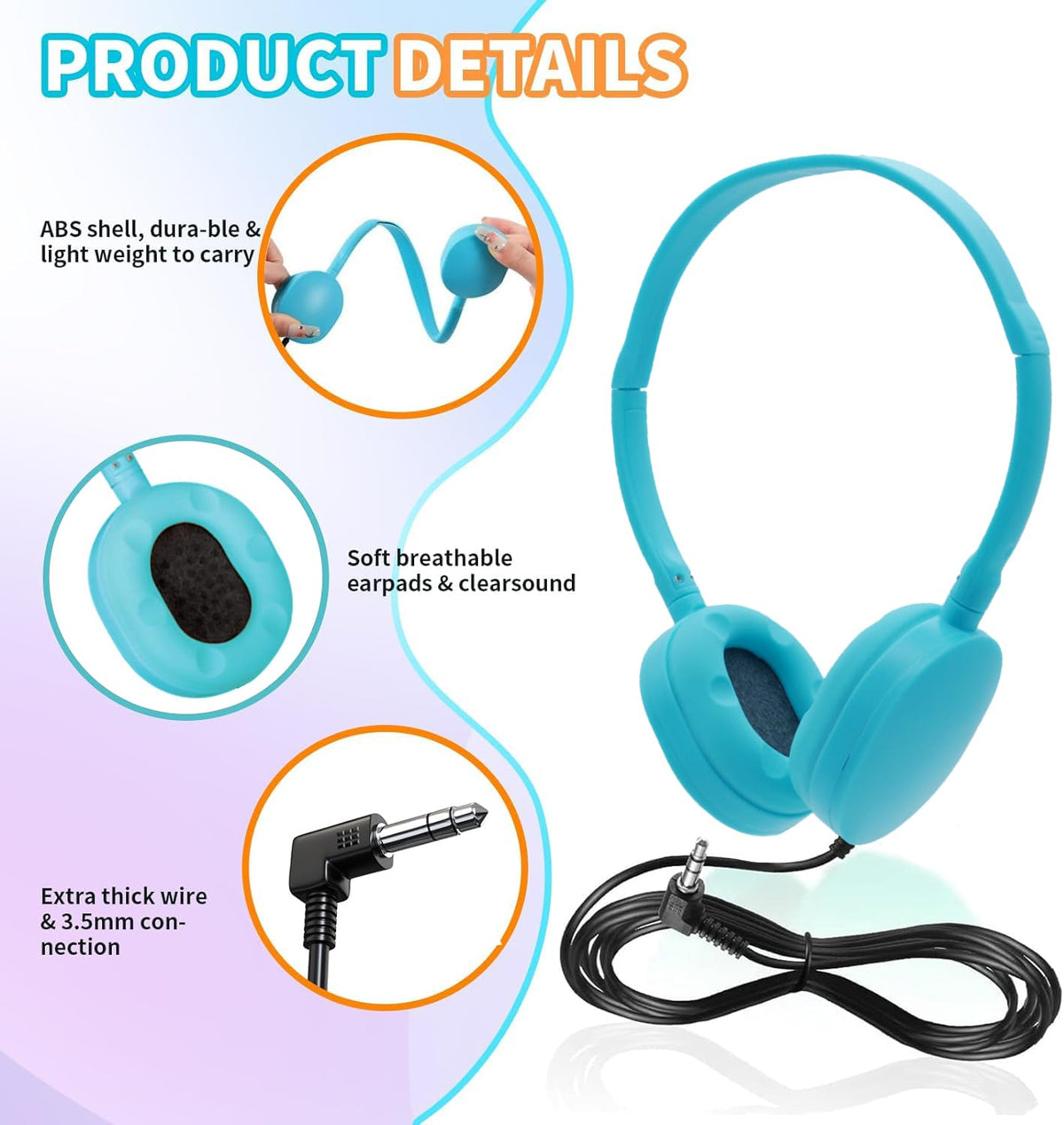 ZHENWAY assorted colored headphones laid out, color coding simplifies classroom organization