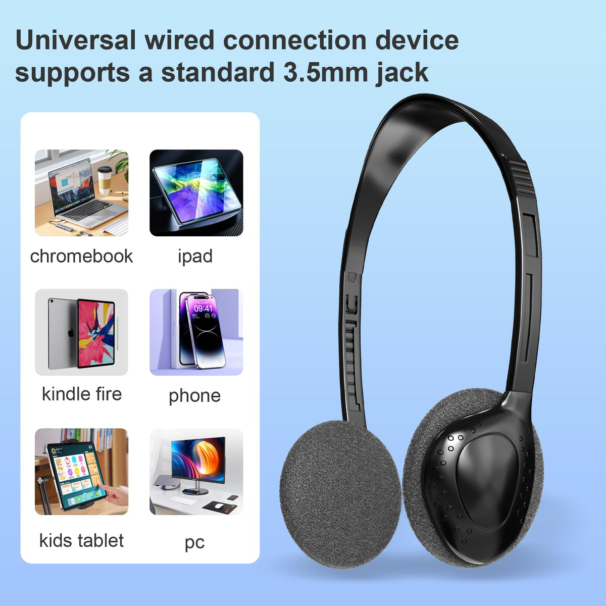 ZHENWAY headphones compatible with smartphones tablets and laptops for learning