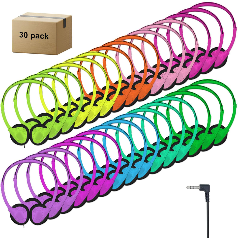 ZHENWAY front packaging of 30-pack headphones showing bulk sealed sets and convenience