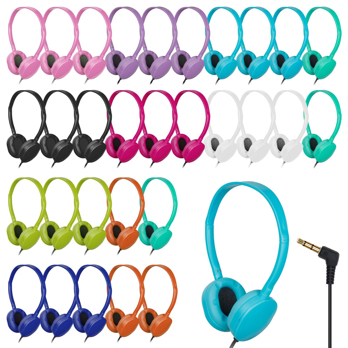 ZHENWAY front packaging showing 30-pack colorful sealed headphones, easy distribution benefit