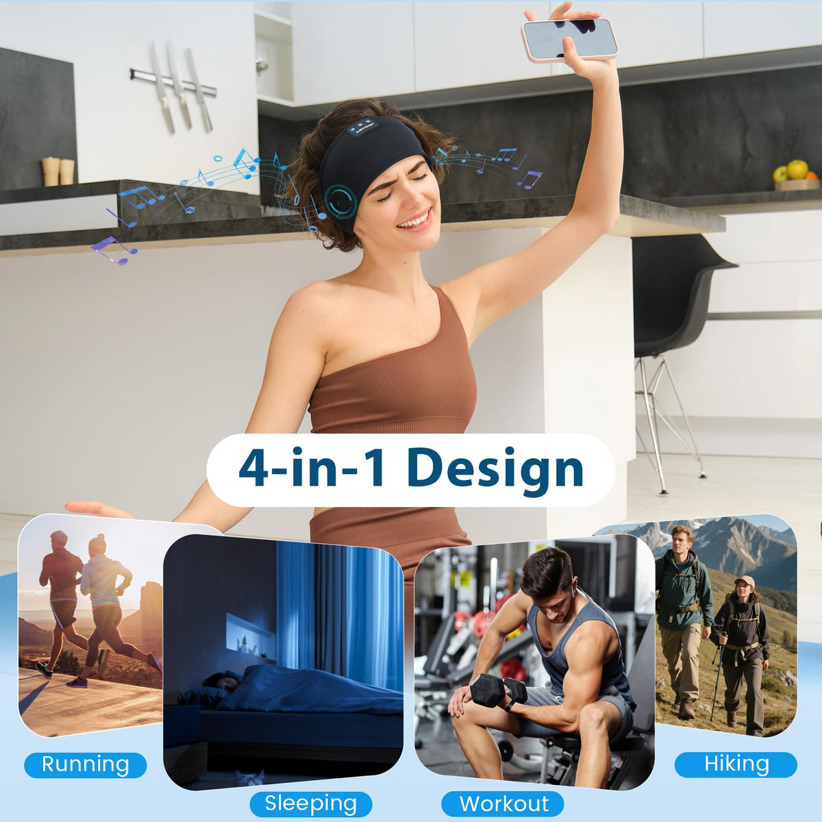ZHENYEMEI removable, washable headband for easy cleaning after workouts.