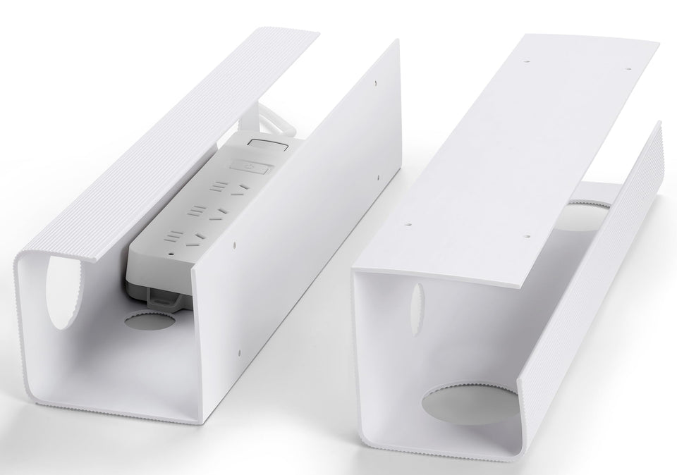 ZhiYo 2-pack under-desk cable tray demonstrates neat, safe cable storage.